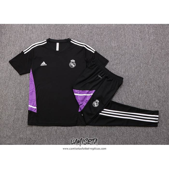 Chandal del Real Madrid 2022-2023 Manga Corta Negro y Purpura